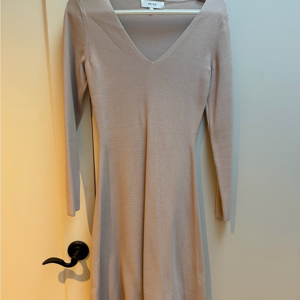 Reiss Soft Beige Long Sleeve Dress
